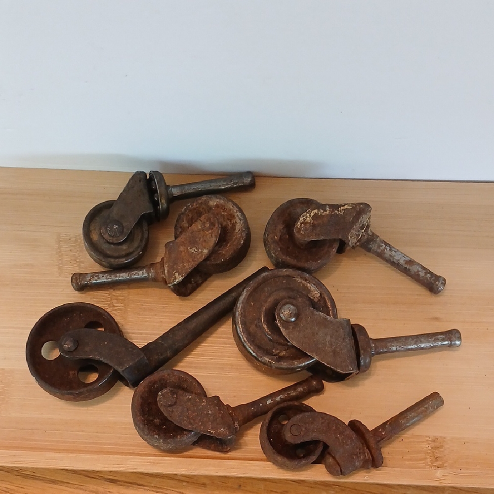 7 Vintage Industrial Metal Casters  AS IS